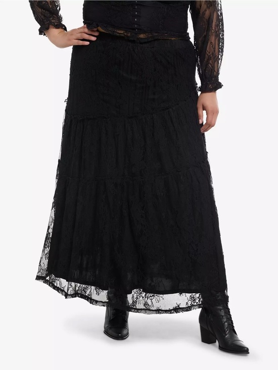 Cosmic Aura Dresses & Skirts - COSMIC AURA Black Lace Tiered Maxi Skirt Size Medium NEW